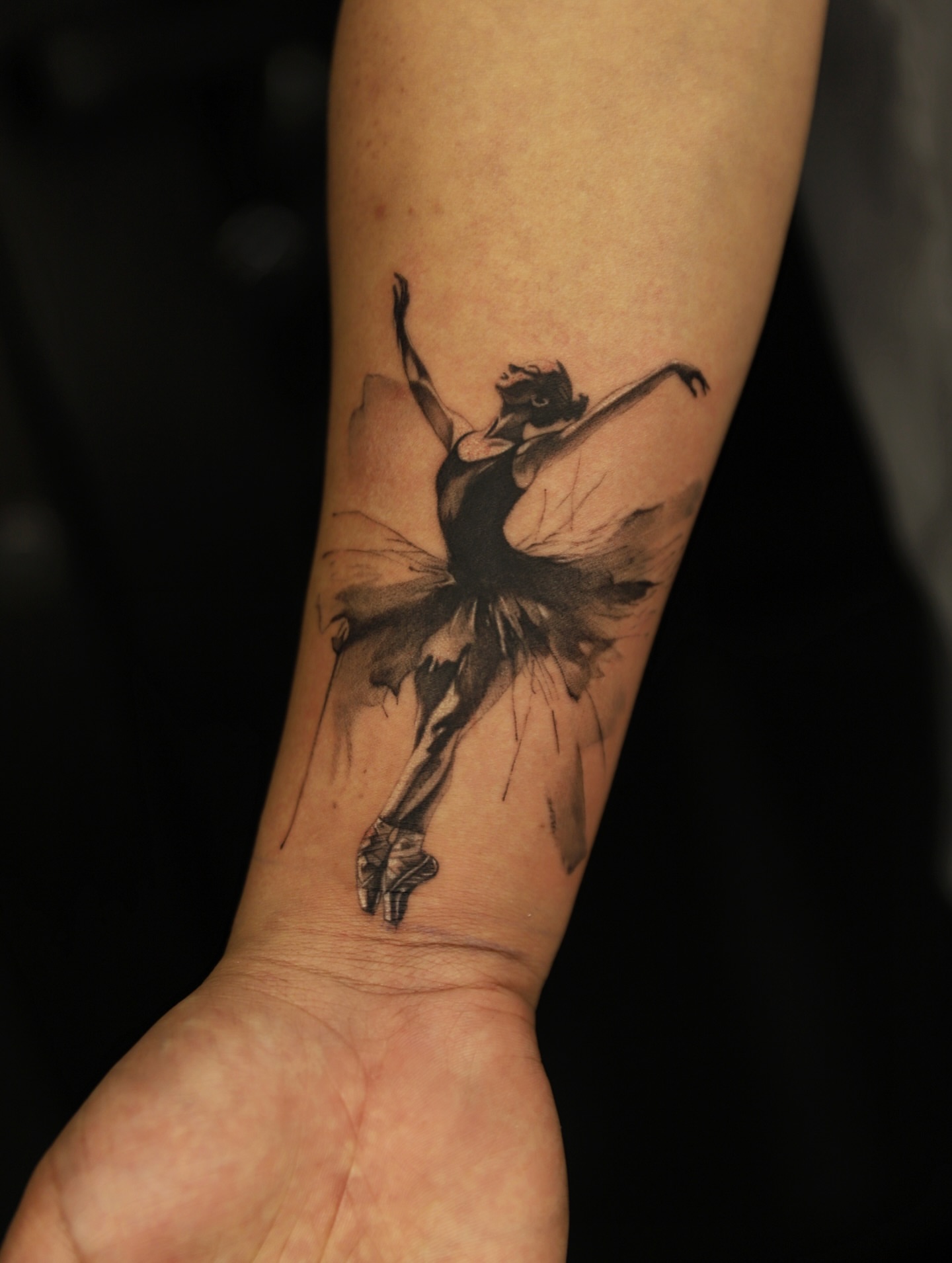 Ballerina realism tattoo on the forearm by Las Vegas tattoo