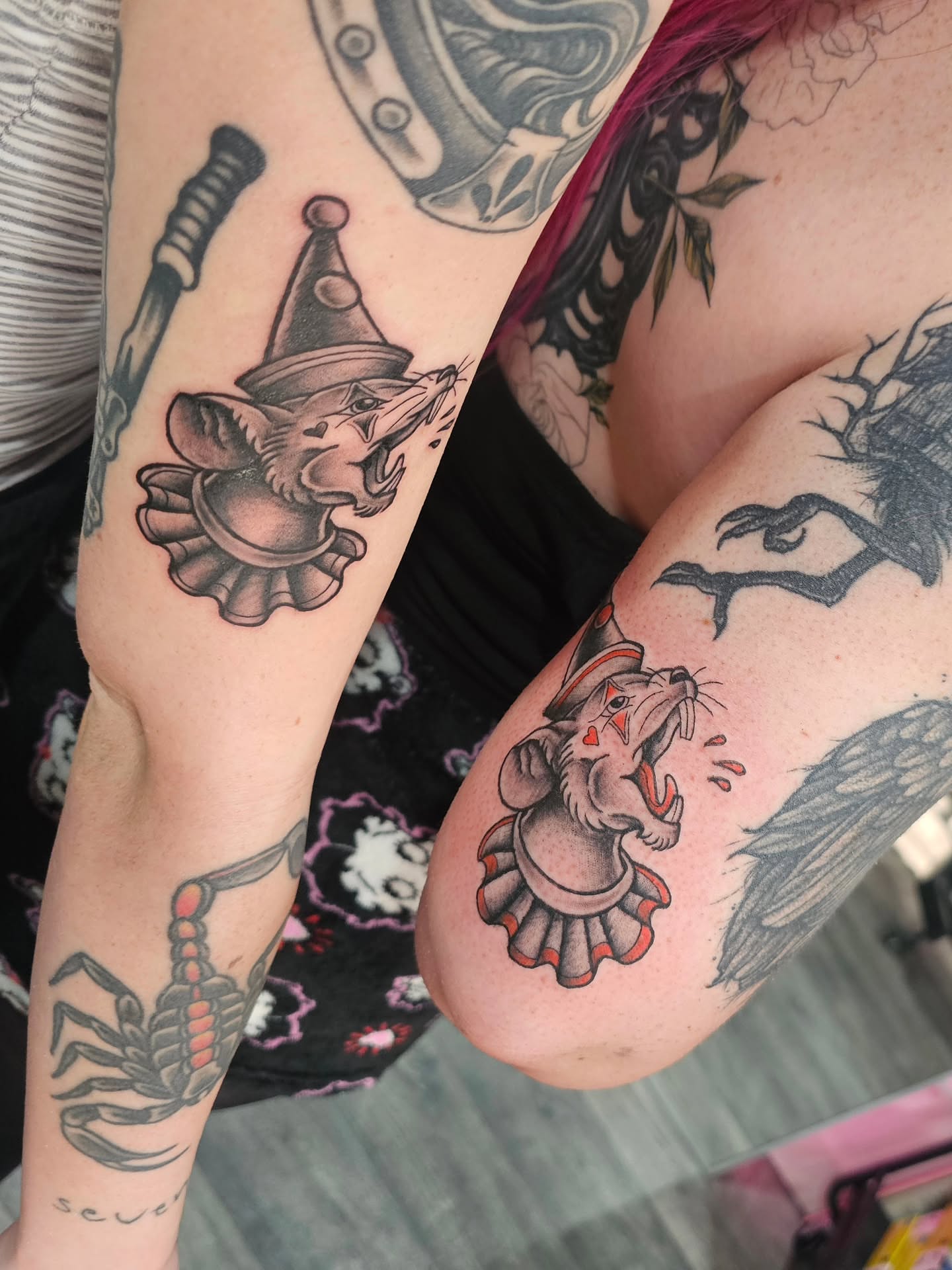 Circus elephant American traditional tattoo on the forearm by Matthew Ashmore