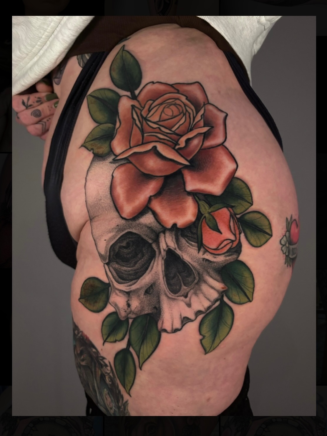Skull with roses American traditional tattoo on the shoulder by π―πππππ