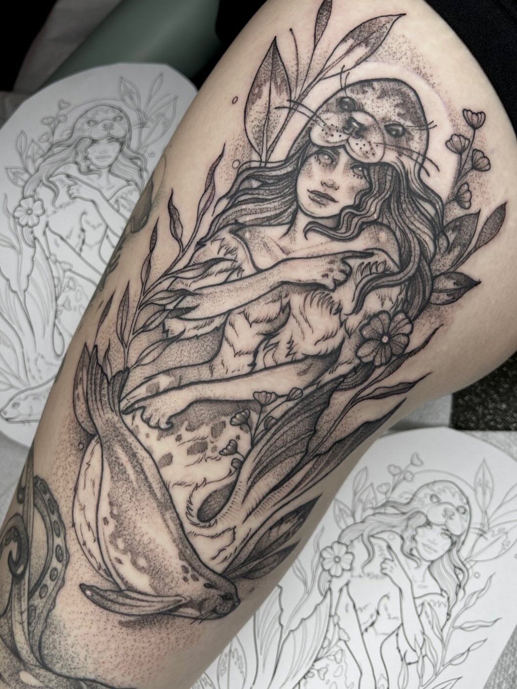 Tattoo by @lovelytattooing — dotwork, realism