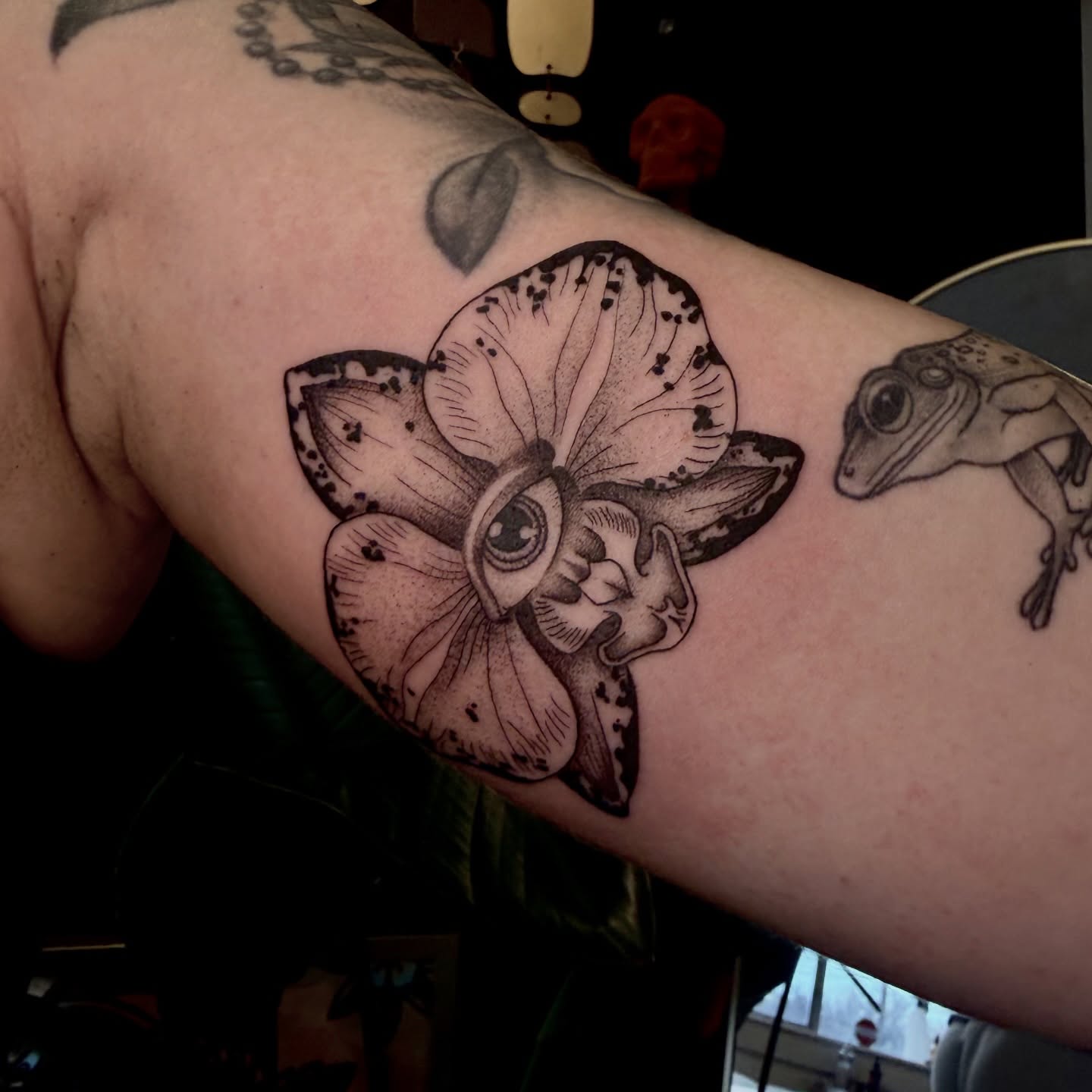 Orchid black and grey tattoo on the forearm by Ki ☆ SLC TATTOO ARTIST