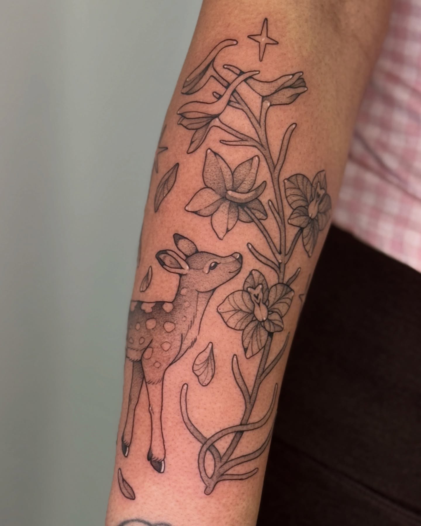 Tattoo by @deerbatstats — black_and_grey