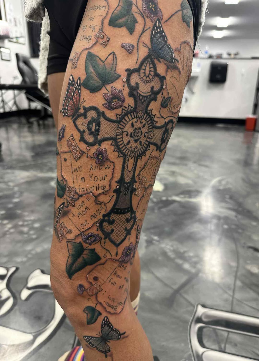 Tattoo by @andra_inks — black_and_grey, lettering_script