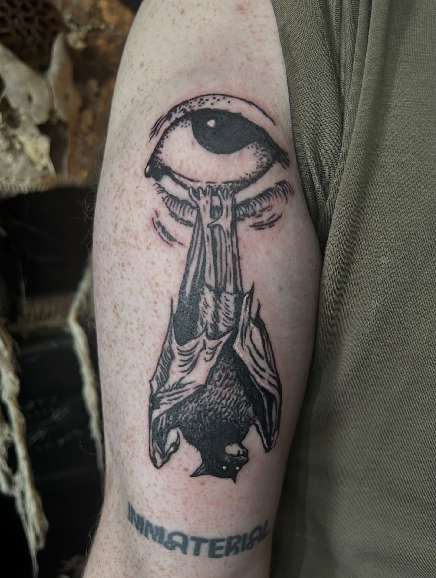 Eye and bird black and grey tattoo on the forearm by ๐๐๐๐๐๐ ๐๐๐๐๐๐ ๐๐๐๐๐๐