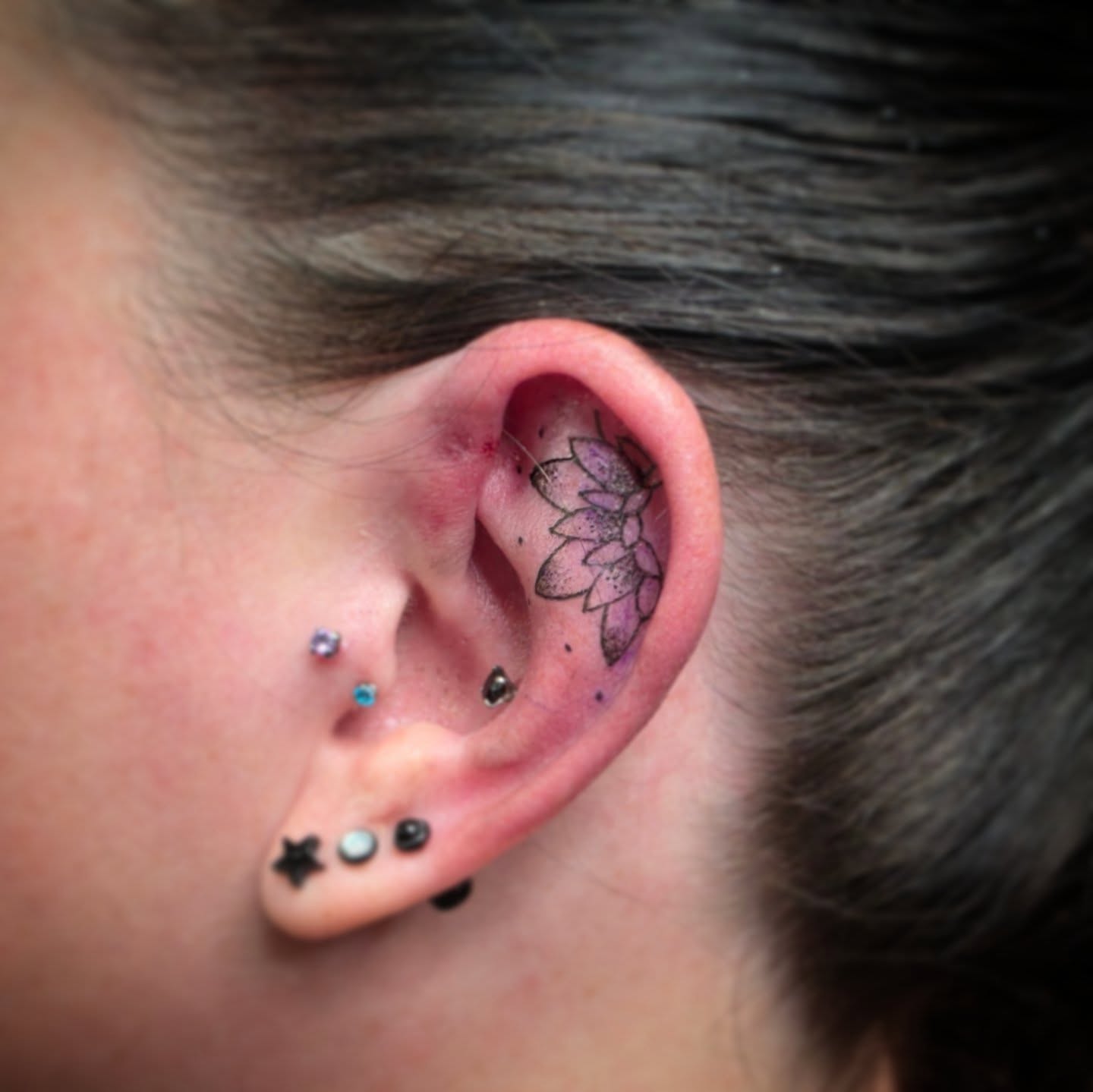 Lotus flower dotwork tattoo by Bosco Layne