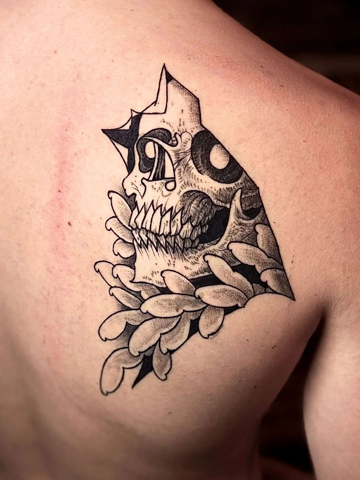 Tattoo by @micxortiz.tattoo — dotwork, black_and_grey