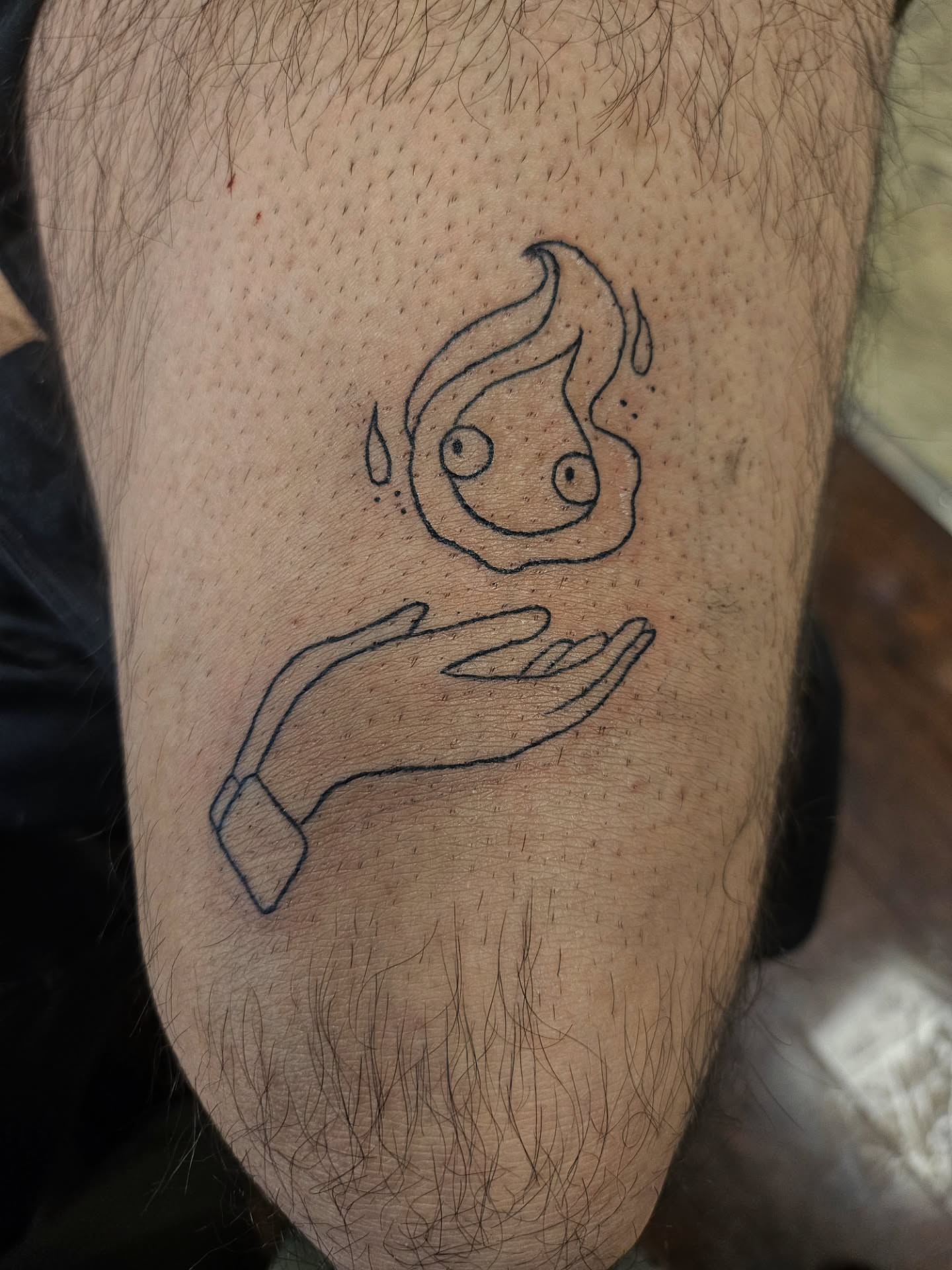 Child's face minimalist tattoo on the forearm by ݁˖