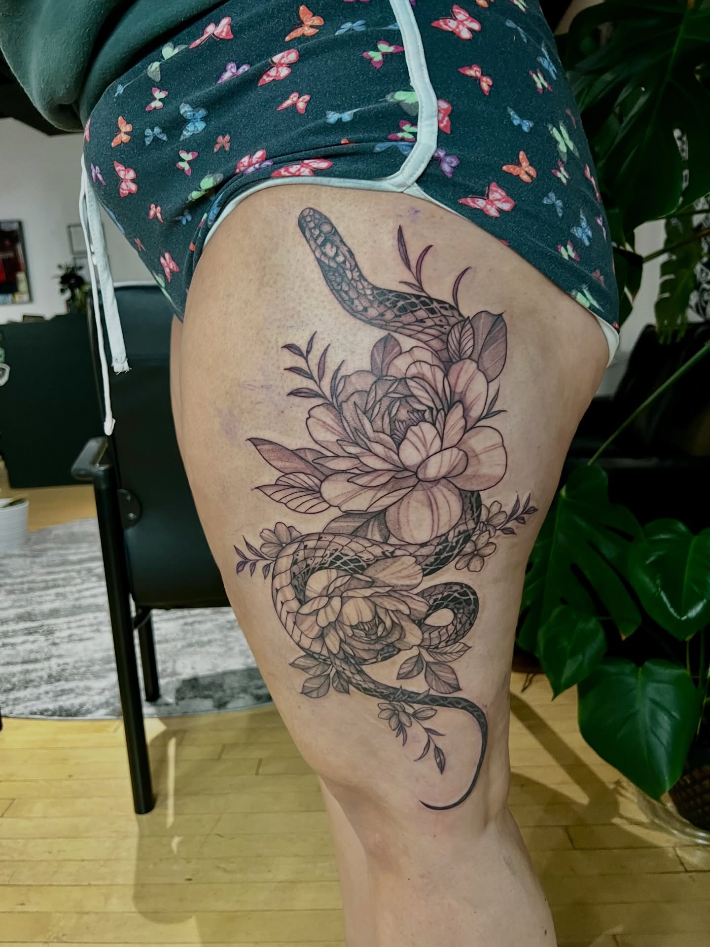 Tattoo by @lovelyinink_ — black_and_grey, realism