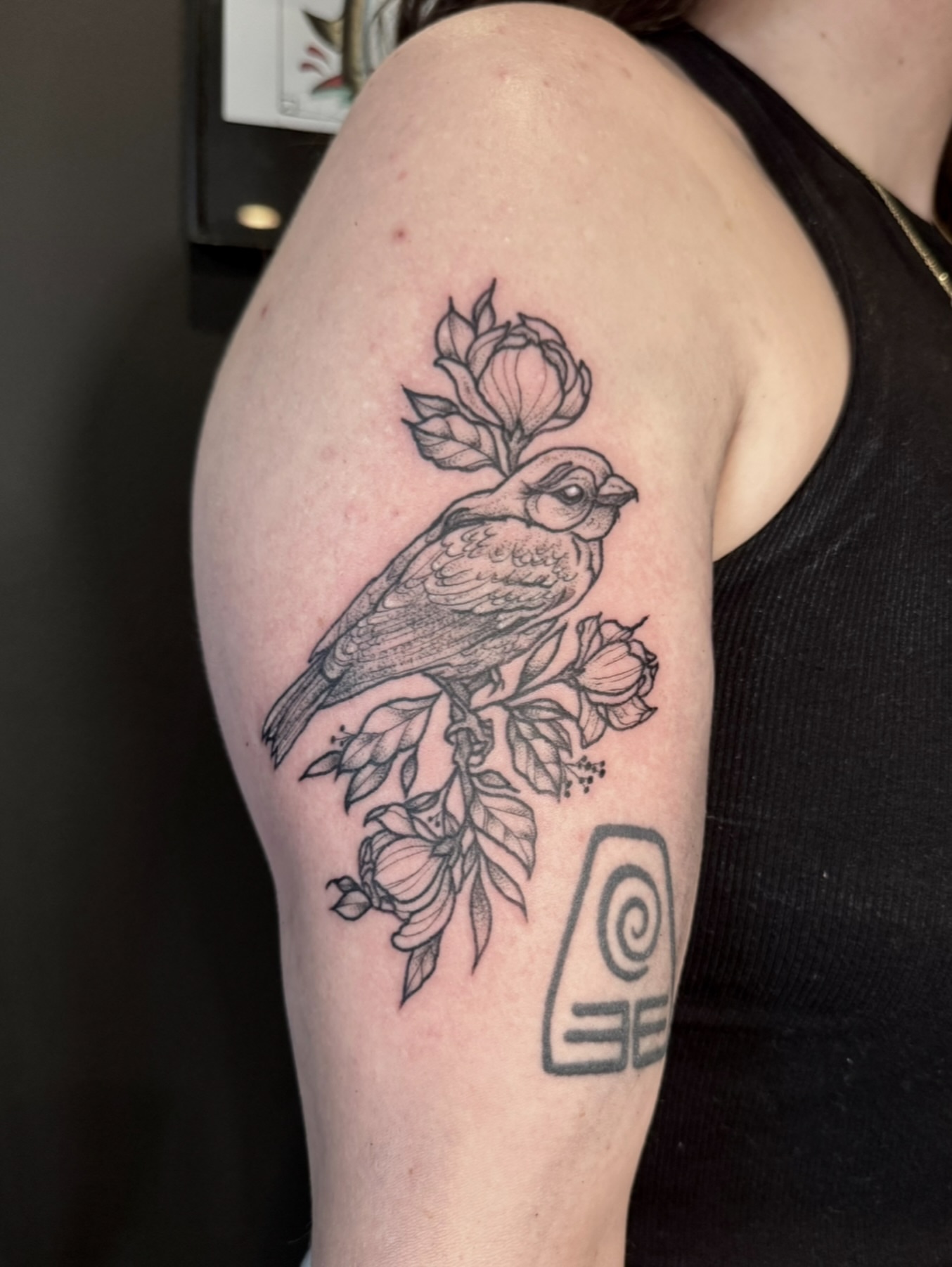 Tattoo by @nuclearhearttattoos — black_and_grey