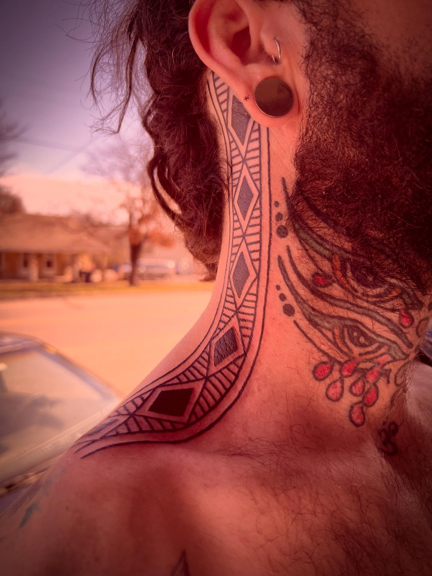 Tribal neck tattoo tribal tattoo on the neck by Charlie Campanella