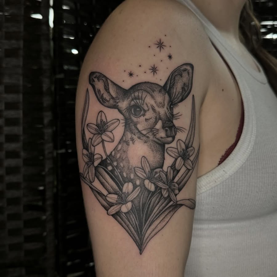 Tattoo by @daniallentattoo — black_and_grey, dotwork