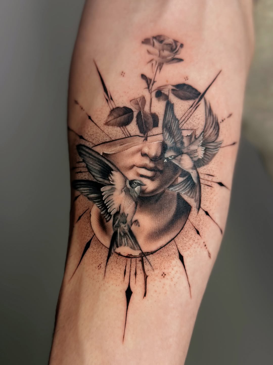 Tattoo by @tattoo__garden β realism, black_and_grey