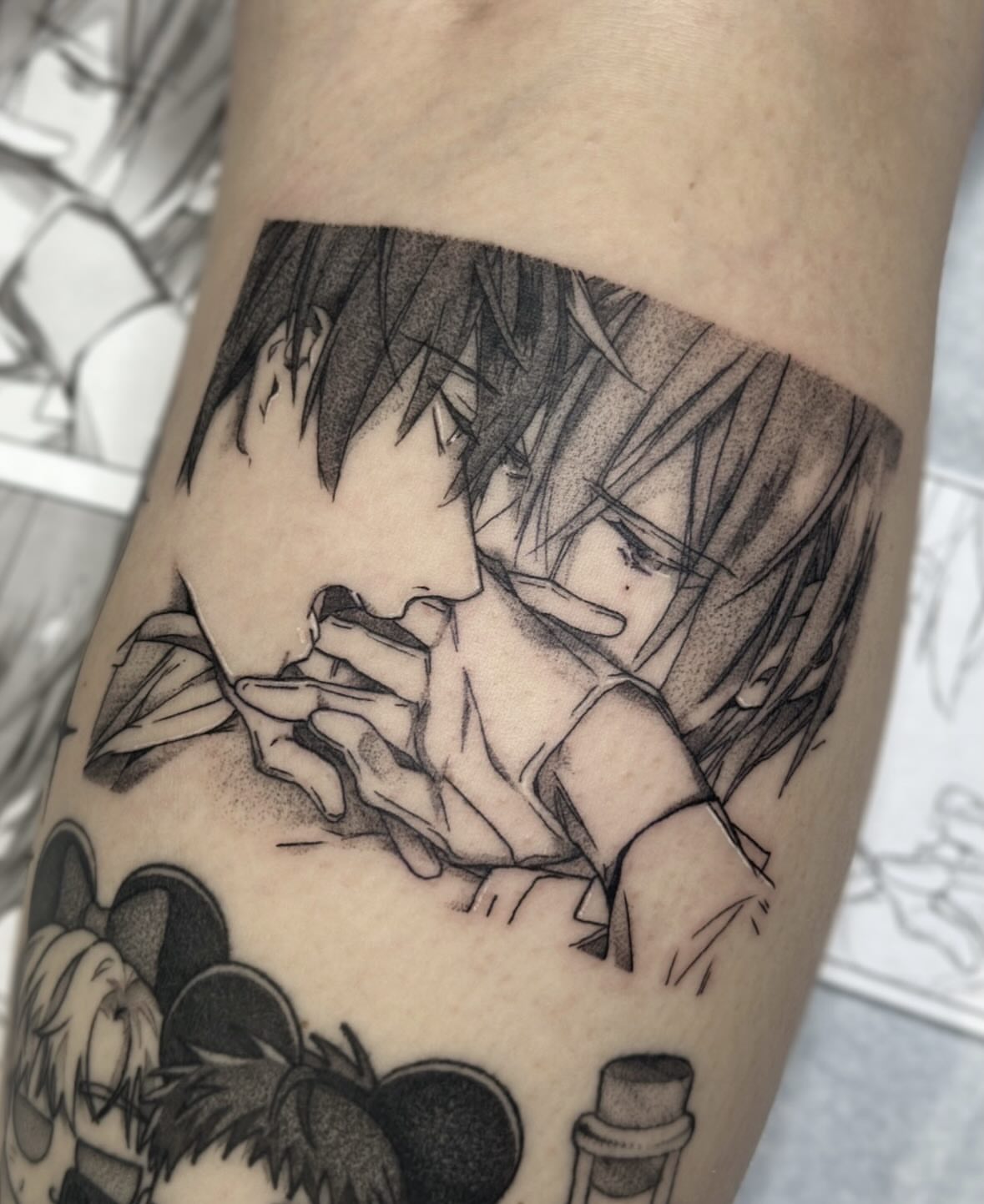 Tattoo by @kkimnida — dotwork, anime