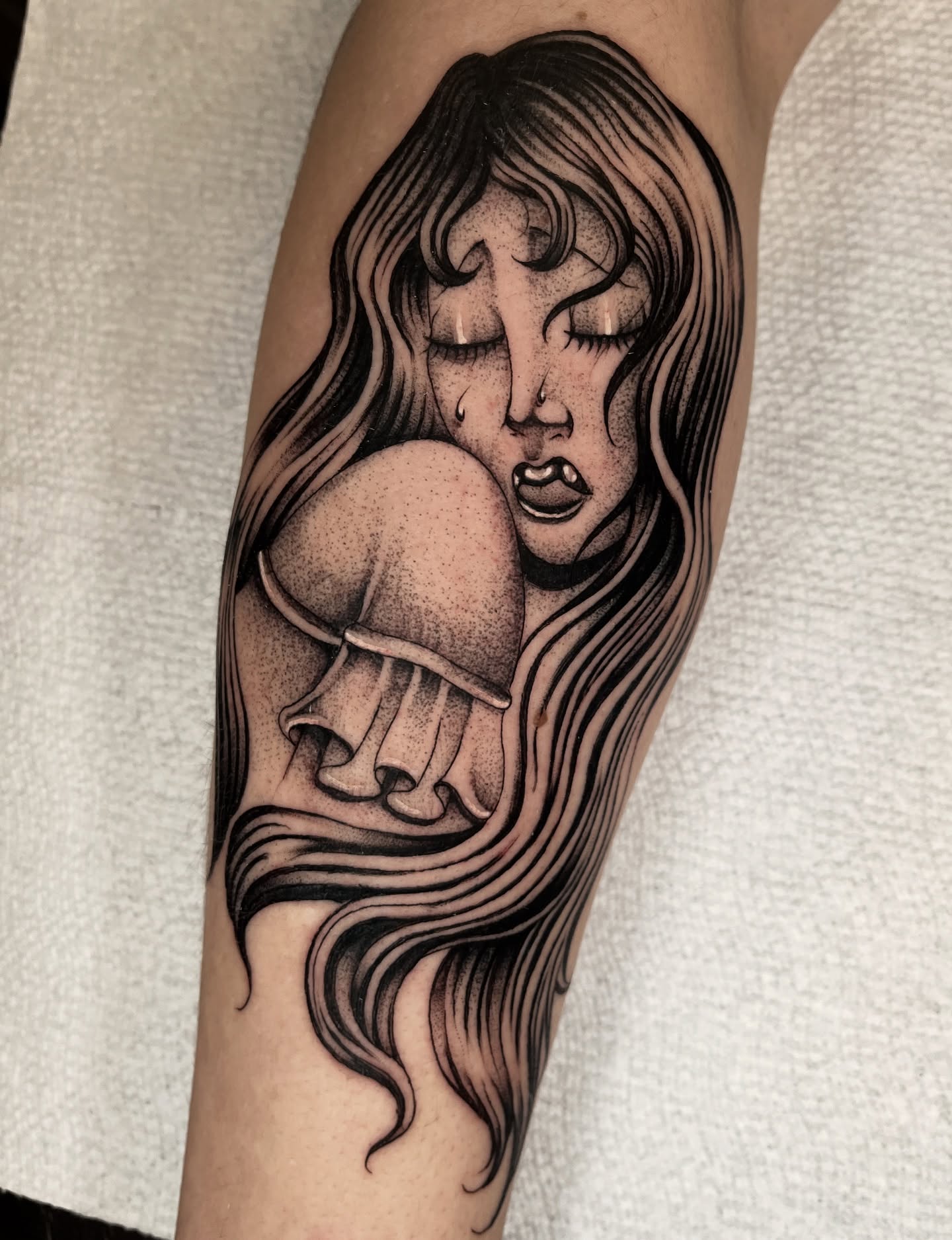 Tattoo by @jesus_pieces_ — dotwork, realism