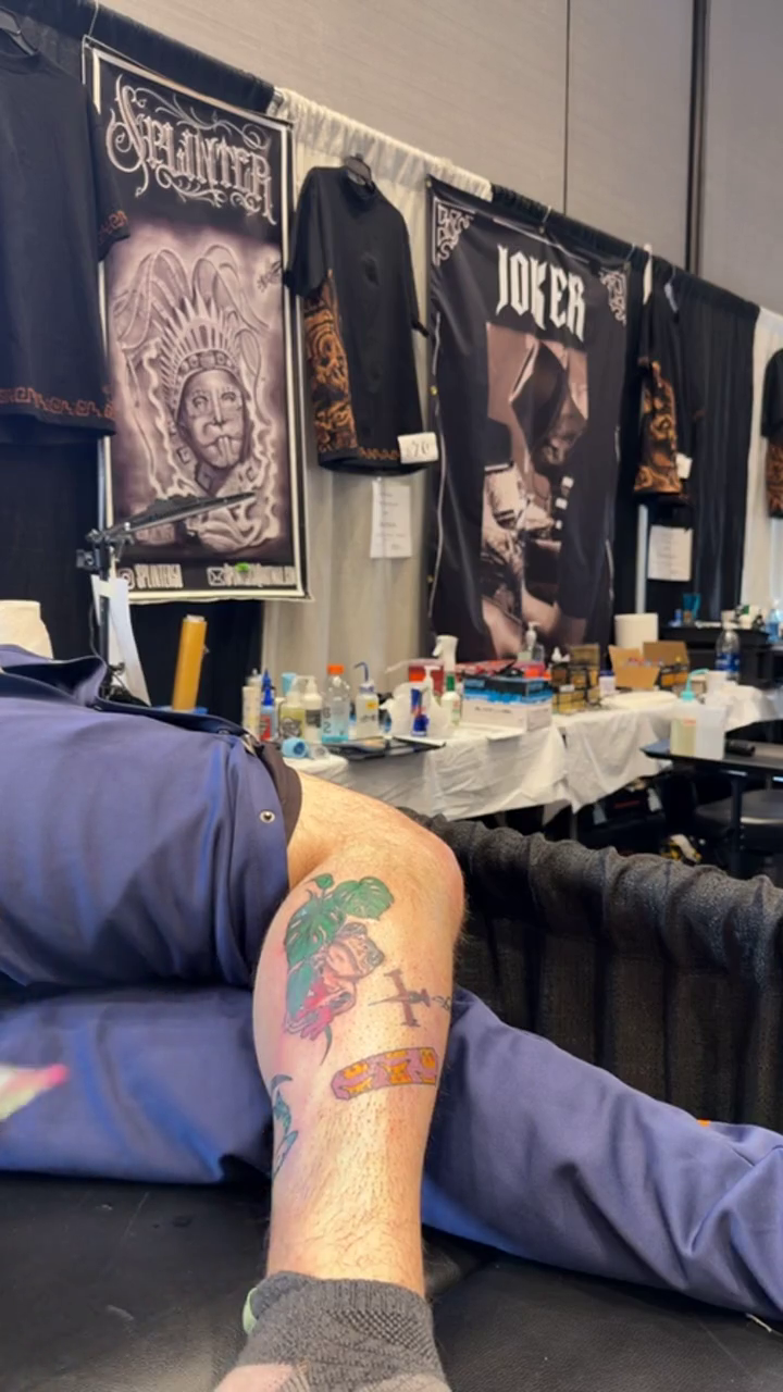 Green frog new school tattoo by Los Angeles Tattoo Artist