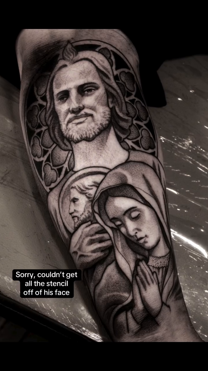 Jesus and Mary realism tattoo by Craig St Peter, Kansas City, Missouri