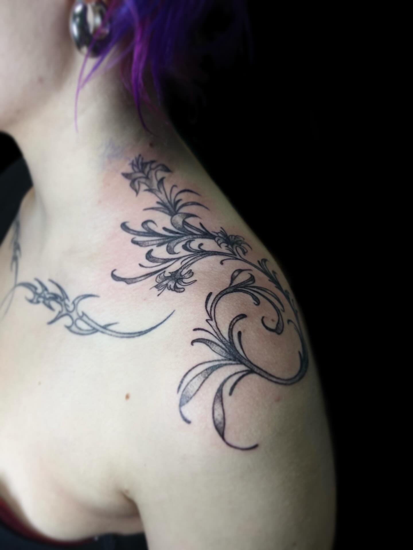Tattoo by @theinkedfrog — black_and_grey, ornamental
