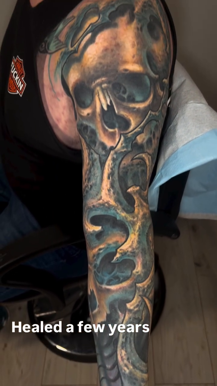 Skull and octopus tentacles dark realism tattoo by Ty McEwen Tattoo Artist │ Bioorganic │