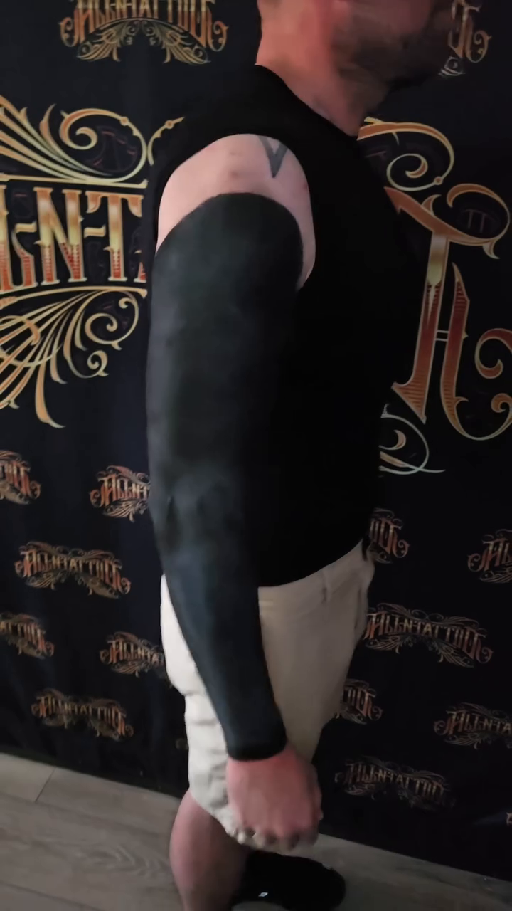 Full sleeve blackwork tattoo by Jesse James, Las Vegas, Nevada