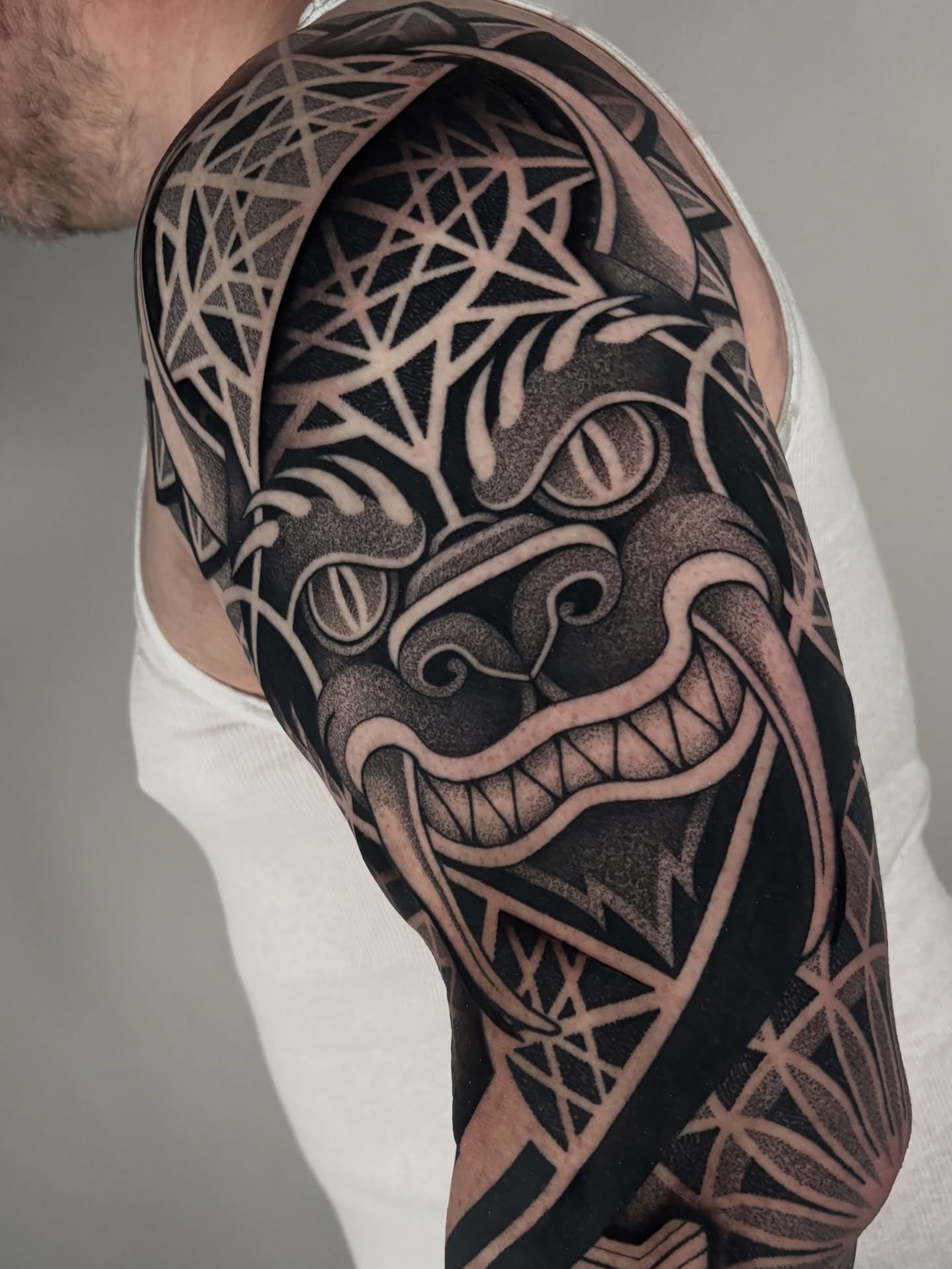 Tattoo by @mitchin.tattoos — dotwork, black_and_grey