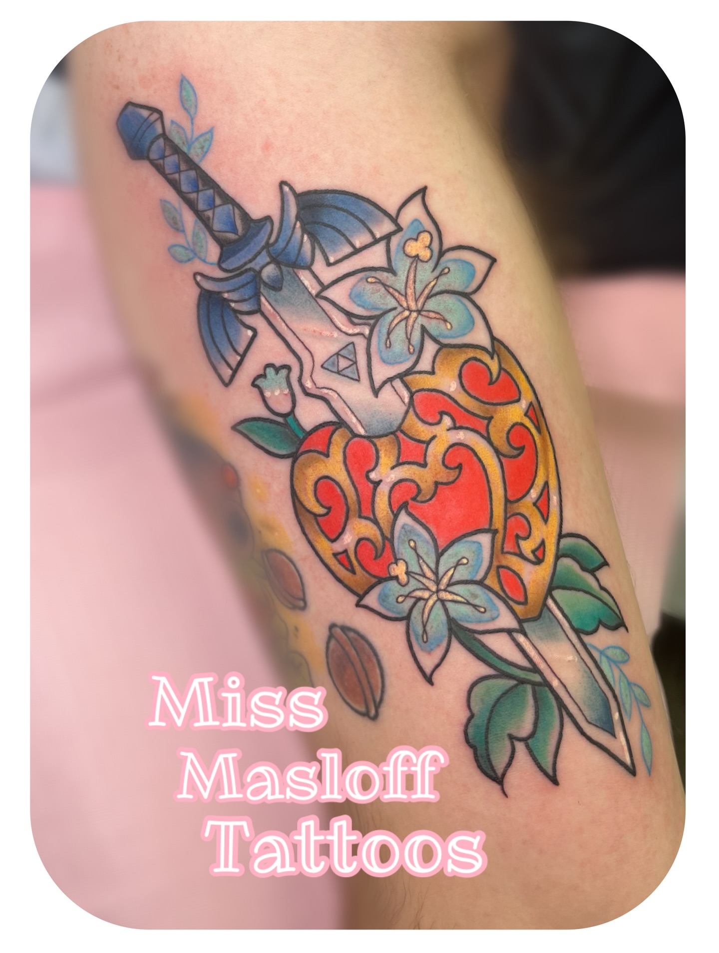 Sword and heart American traditional tattoo on the forearm by ๐Miss Ash Masloff (Mrs.Waritz)๐