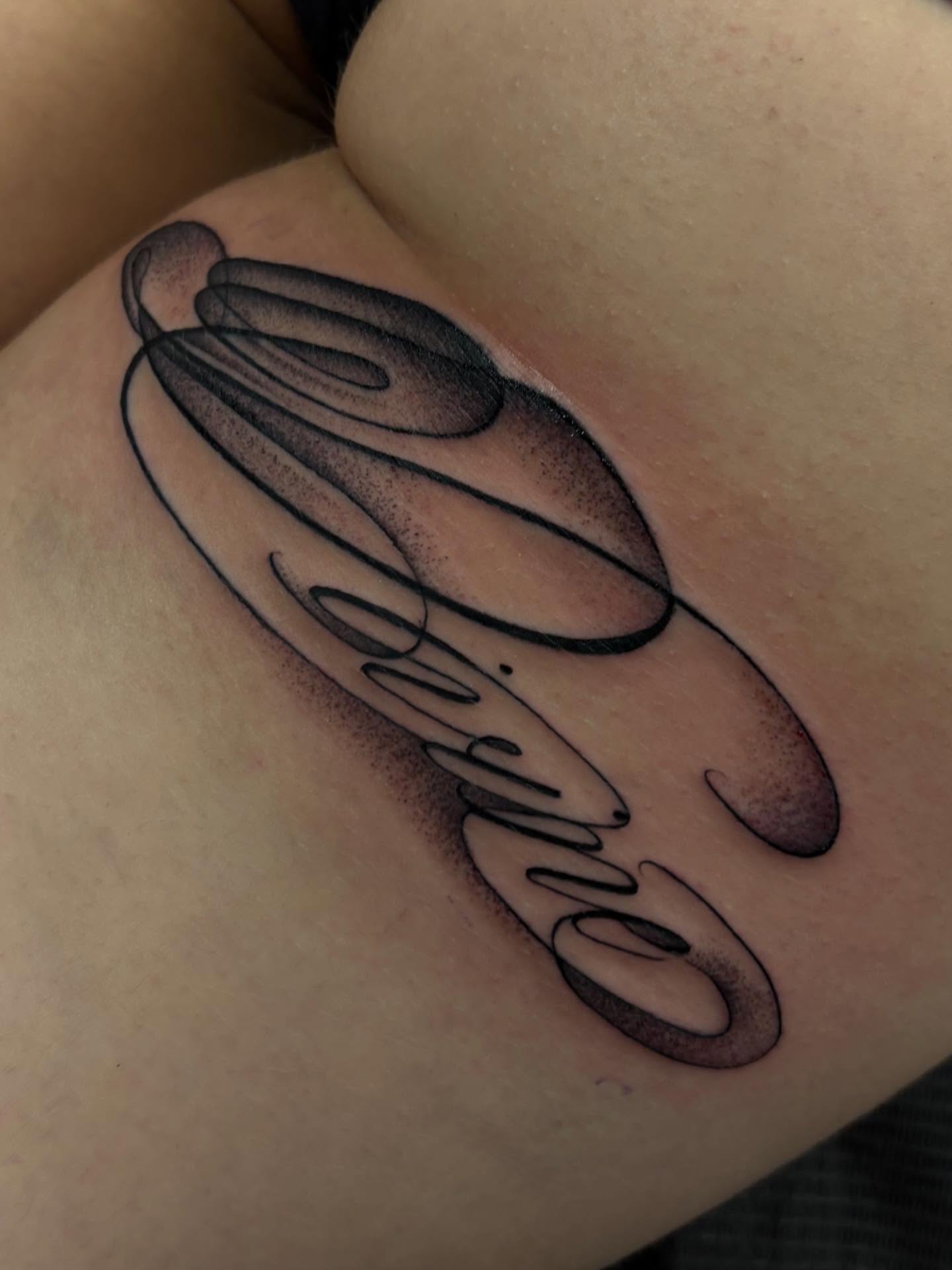 Script lettering lettering script tattoo on the shoulder by orlando