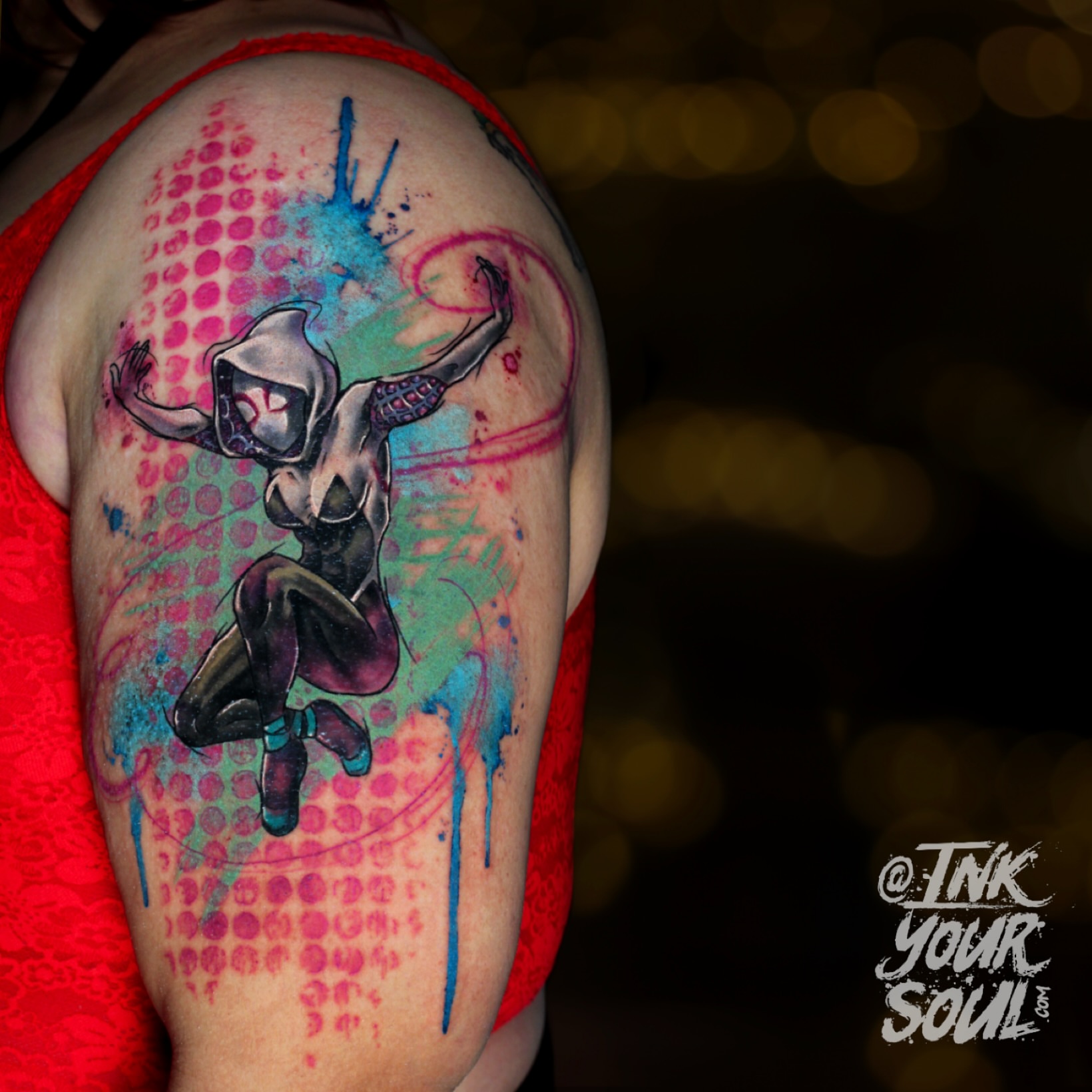 Tattoo by @inkyoursoul — dotwork, watercolor