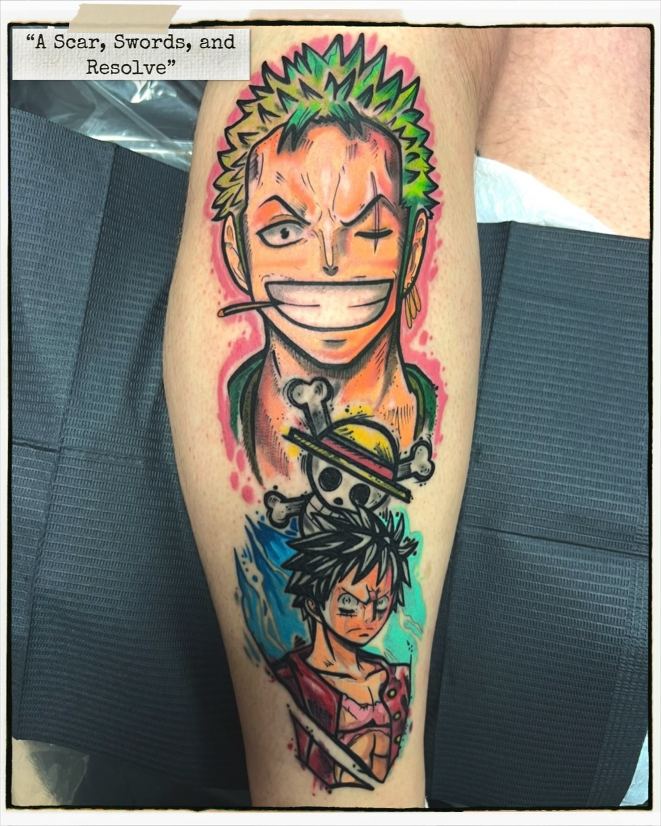 Anime characters anime tattoo on the forearm by Hugh Anthony Washington, Hattiesburg, Mississippi