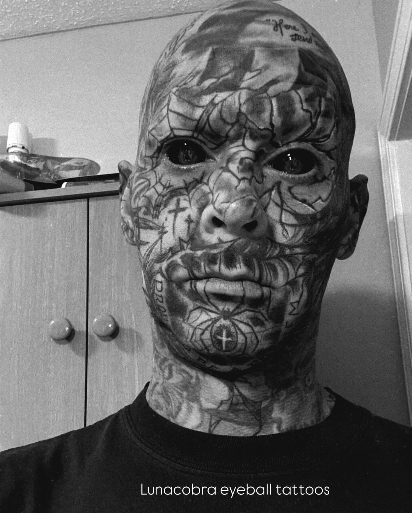 Eyeball tattoos black and grey tattoo on the head by lunacobra
