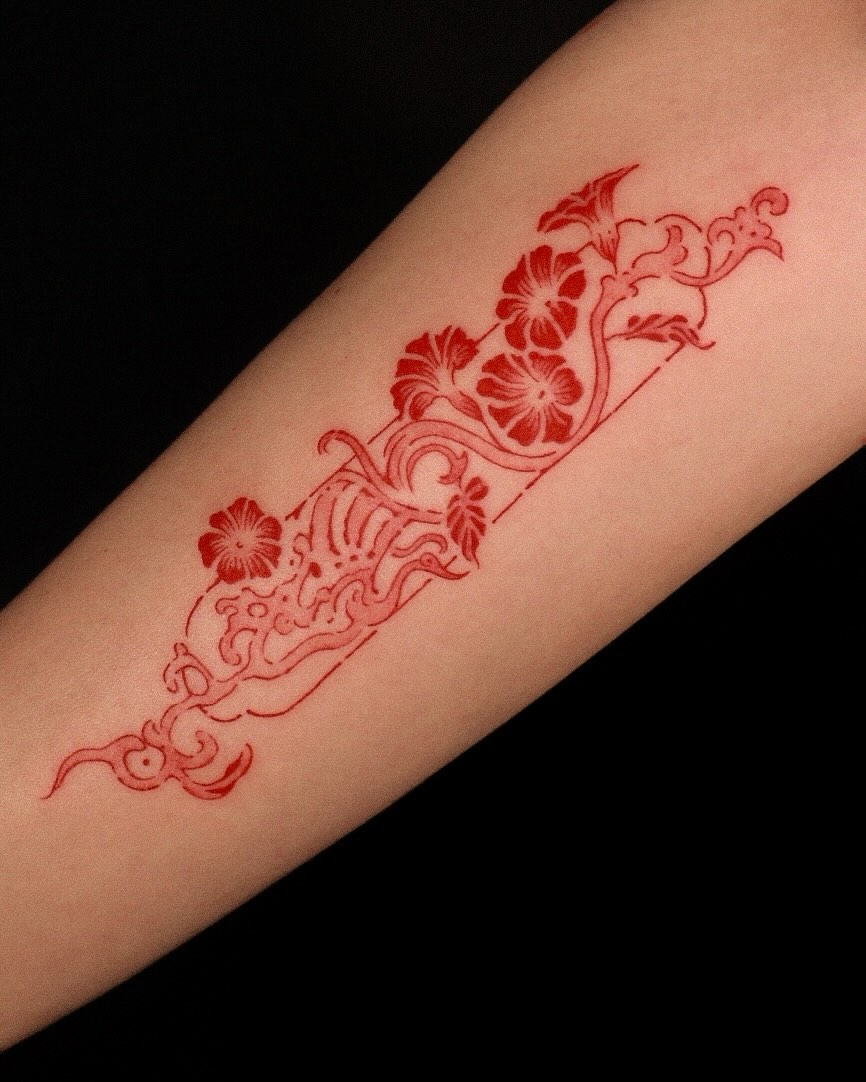 Floral vine ornamental tattoo on the forearm by ❖ Tomi ❖