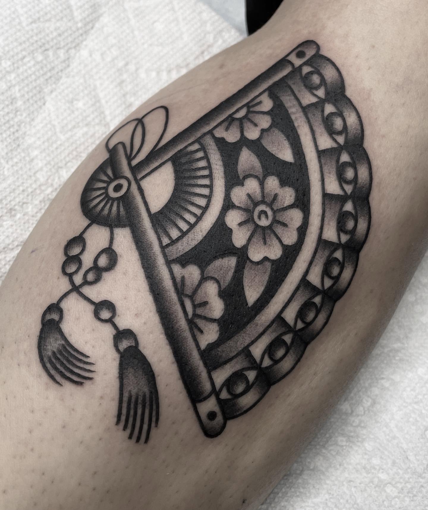 Geometric mandala geometric tattoo on the forearm by Kat, Sacramento, California