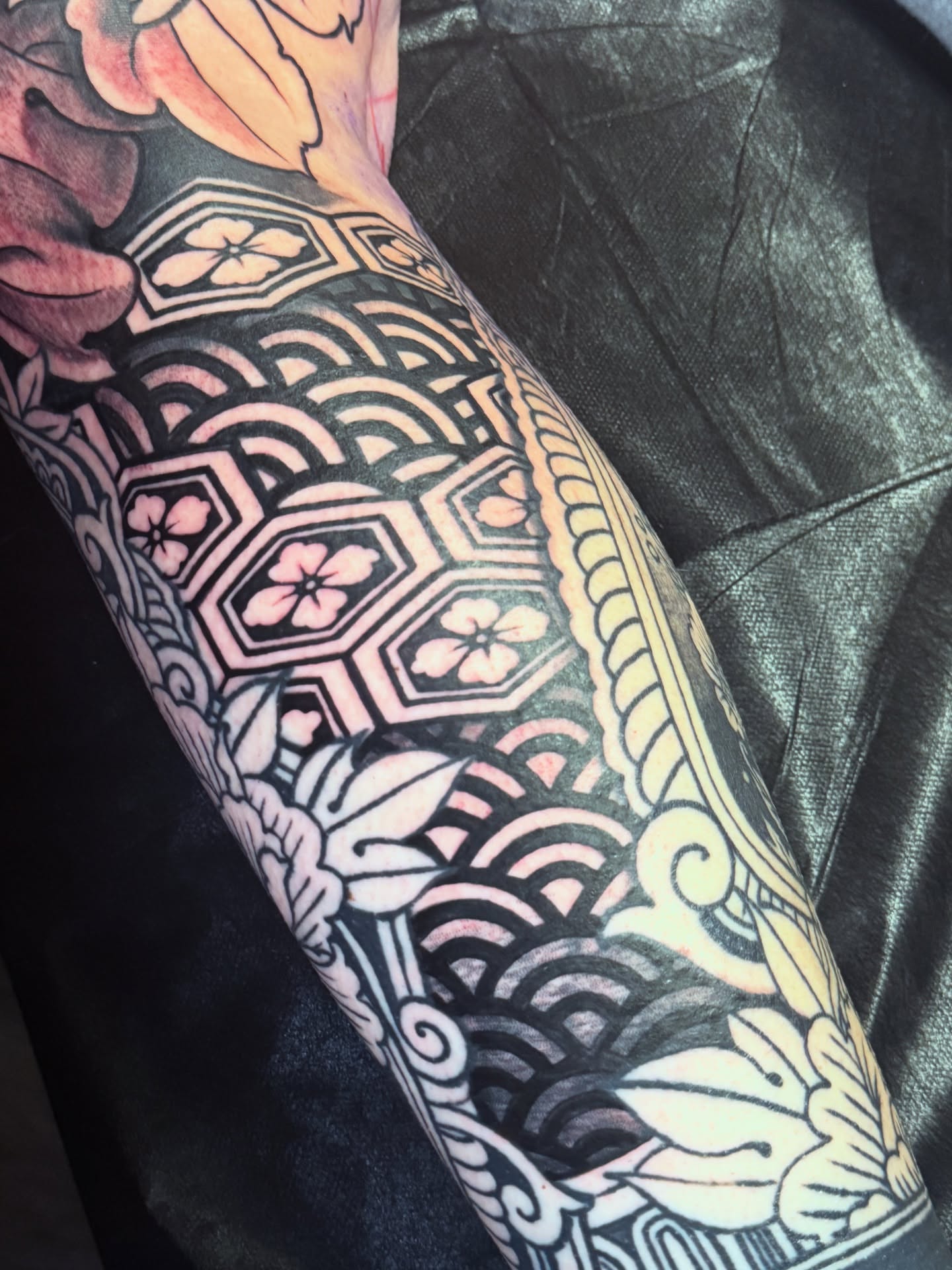 Geometric pattern geometric tattoo on the forearm by Nick Weaver