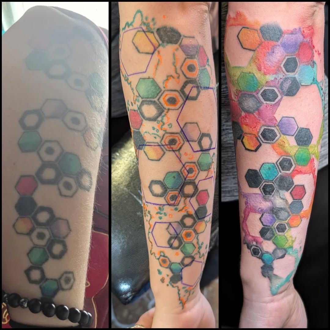 Tattoo by @cattatalso โ geometric, watercolor