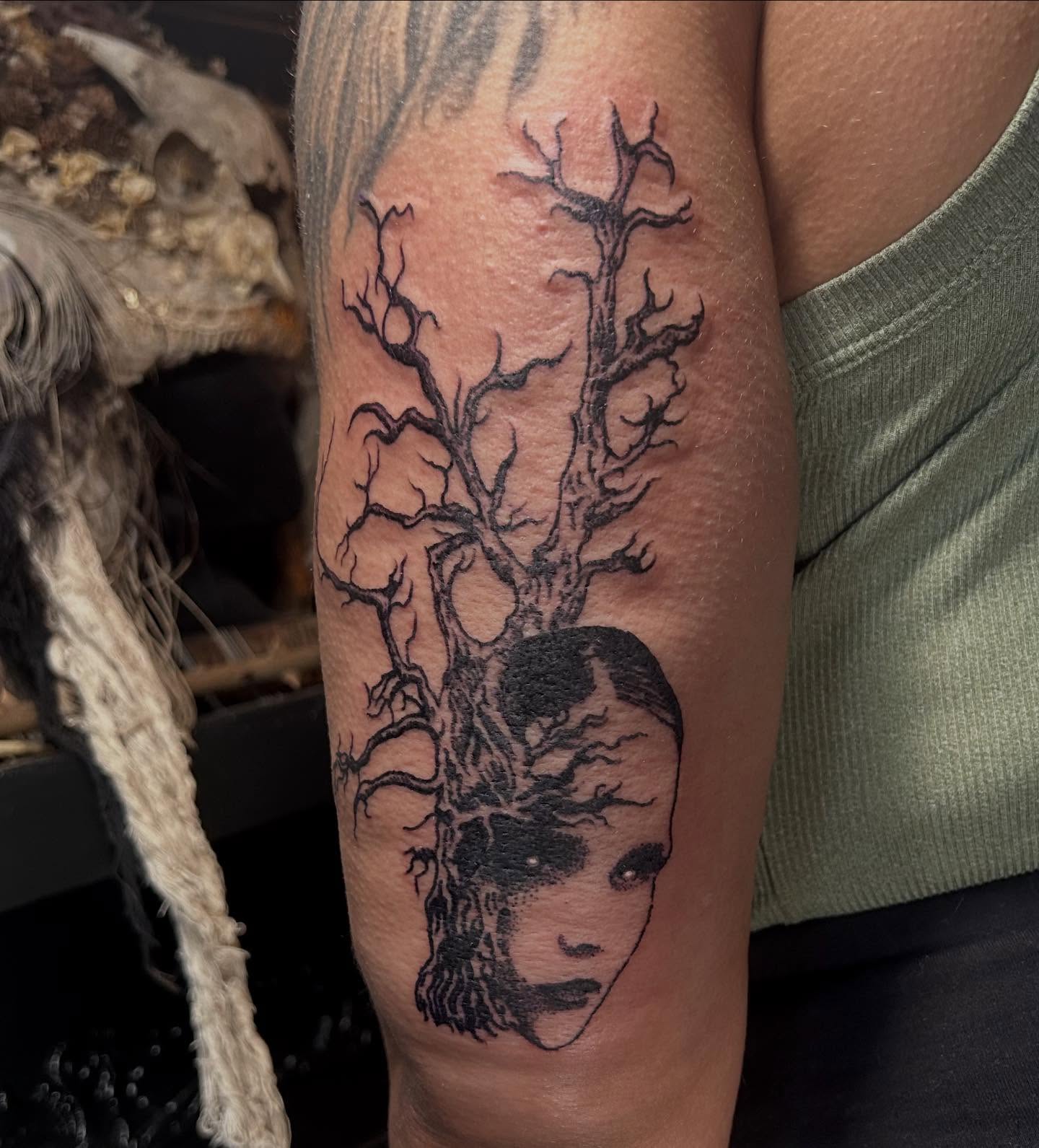 Tree and woman realism tattoo on the forearm by ๐๐๐๐๐๐ ๐๐๐๐๐๐ ๐๐๐๐๐๐