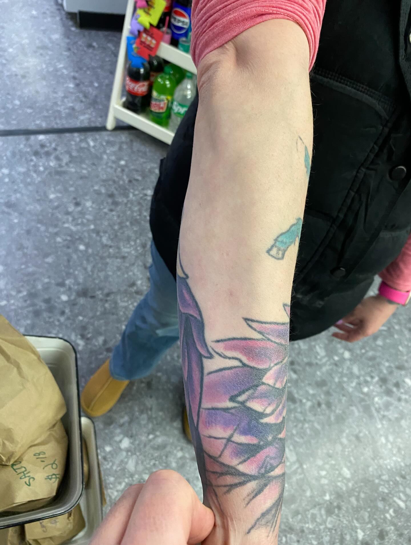 Flower new school tattoo on the forearm by Tommy O'Connell