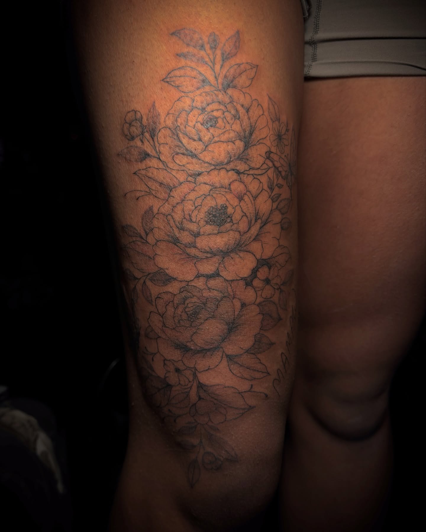 Floral bouquet black and grey tattoo on the forearm by ollie b ⋆⟡⋆, Dayton, Ohio