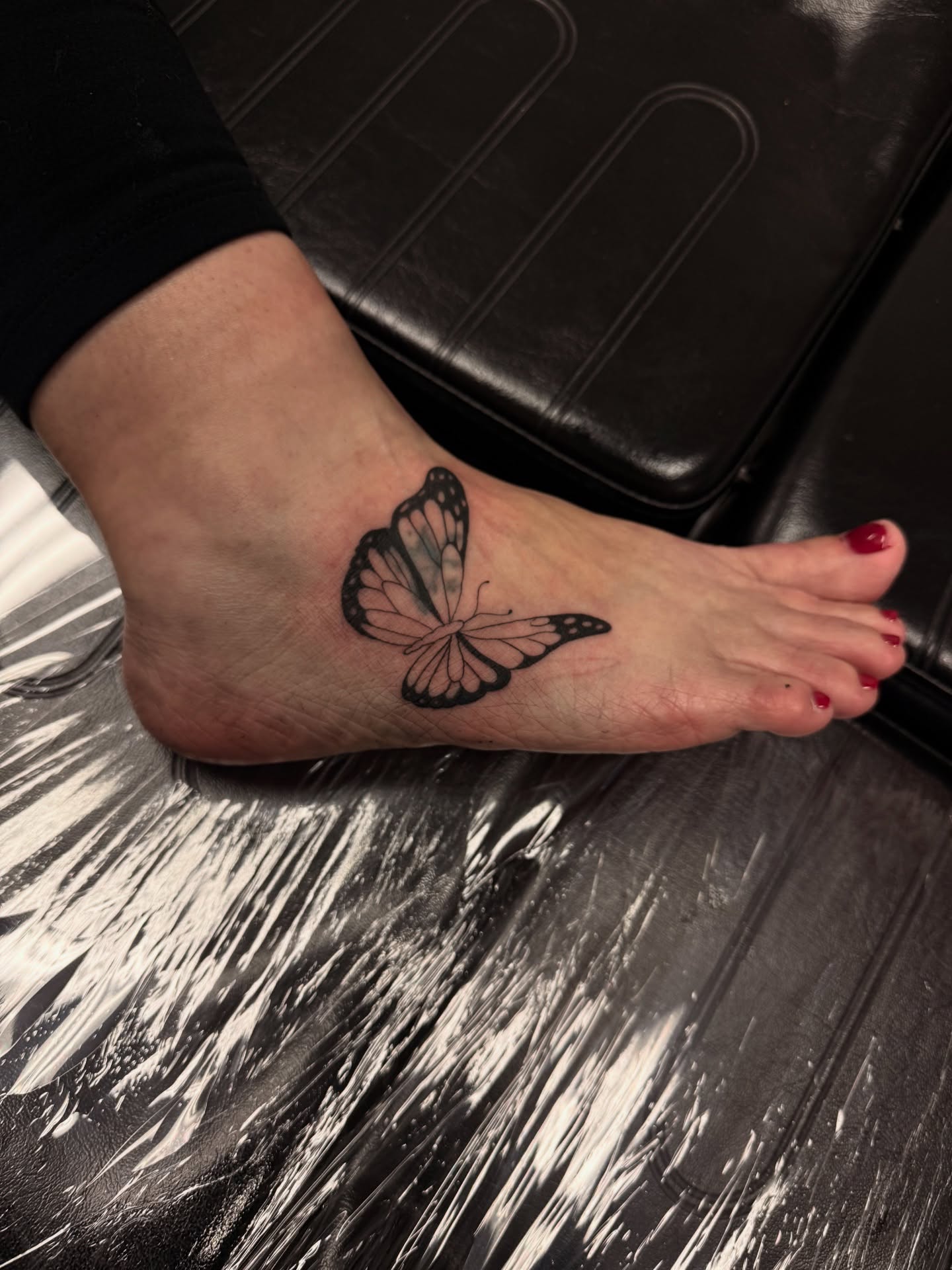 Butterfly realism tattoo on the foot by Dabbo🩸