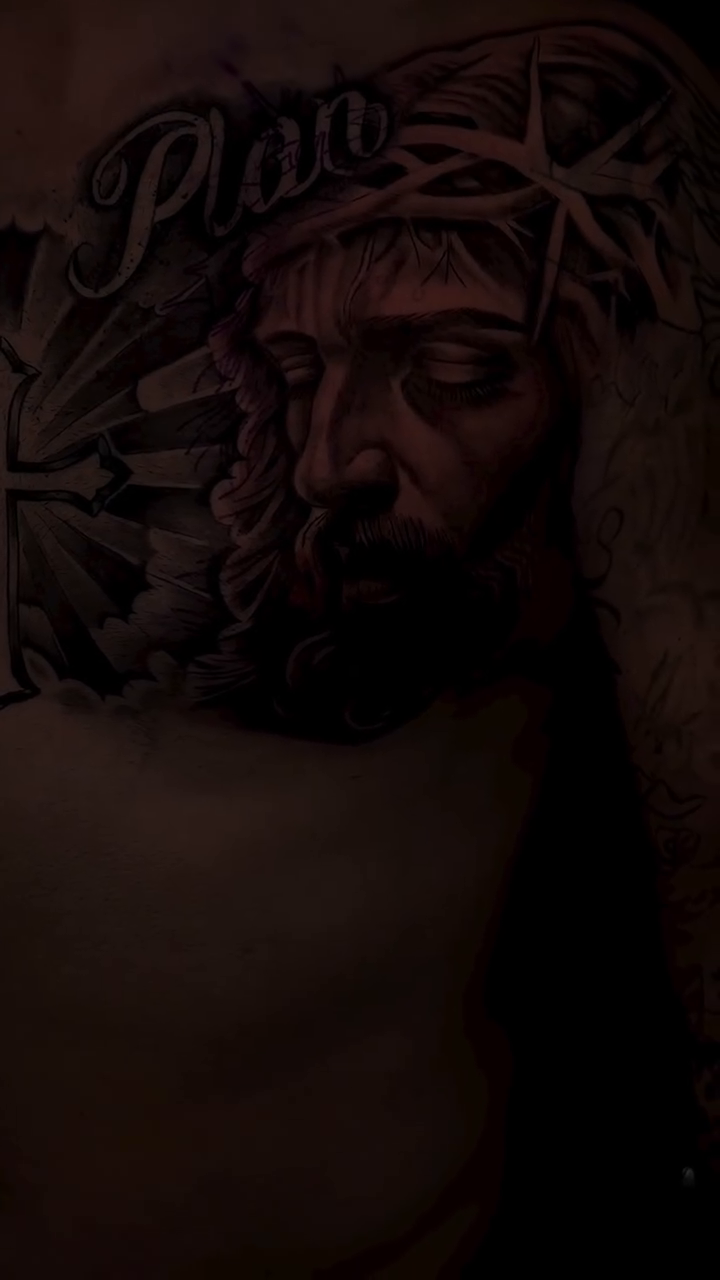 Jesus christ portrait and crown of thorns realism tattoo by Thomas