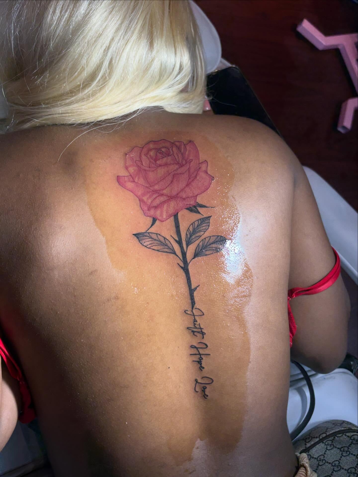 Rose realism tattoo on the back by addicted222inkk🎨