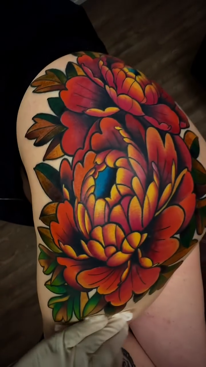 Peony flower japanese irezumi tattoo by Ricky Salinas Jr. π€, San Antonio, Texas