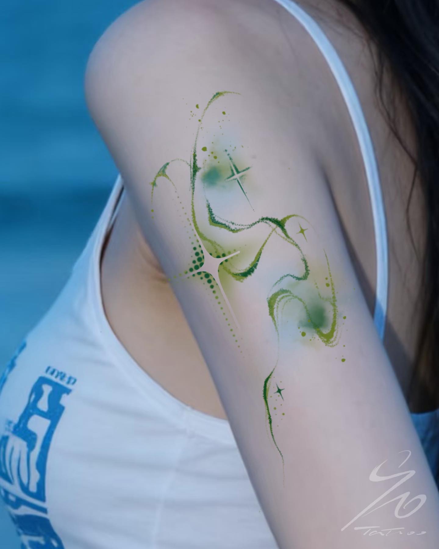 Tattoo by @90tattoo_ — dotwork, watercolor
