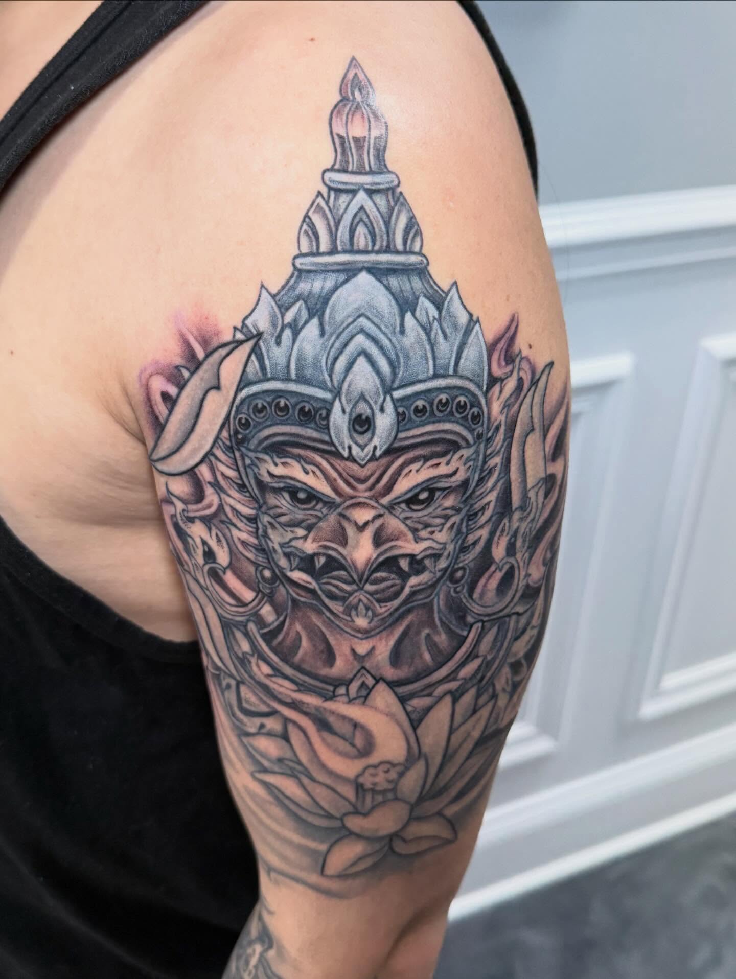 Tattoo by @mekong_lotus — dark_realism, black_and_grey