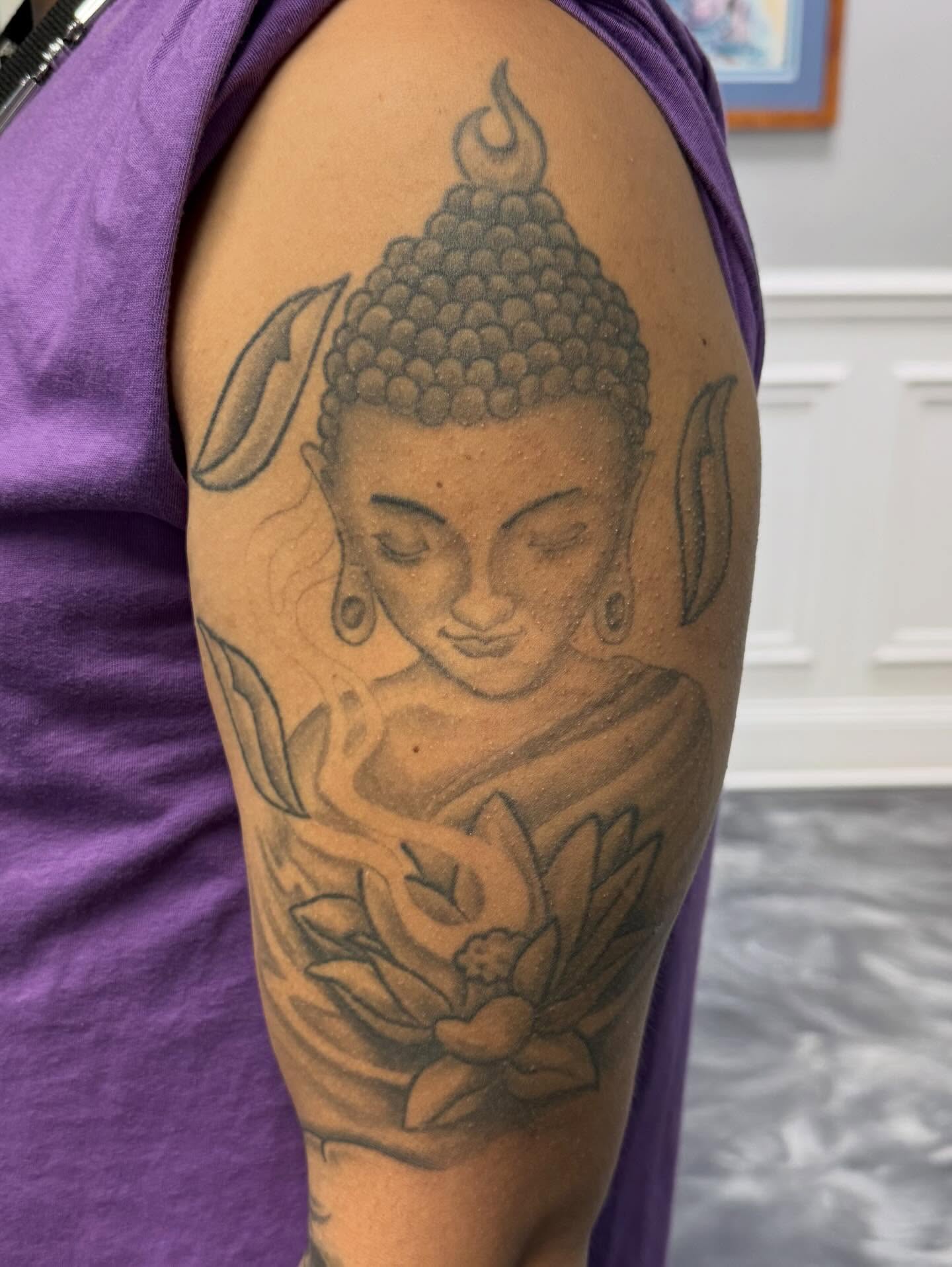 Tattoo by @mekong_lotus — black_and_grey