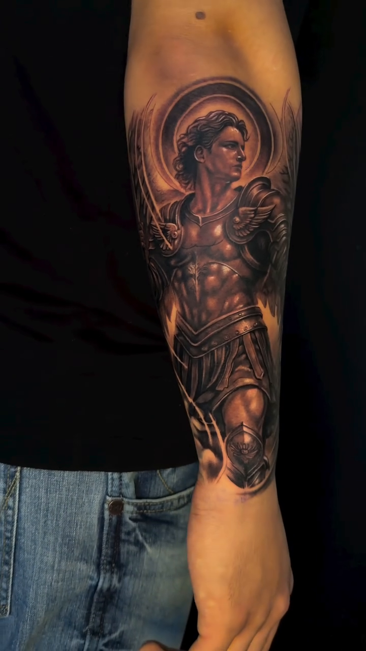 Archangel Michael realism tattoo by π΅ππππ πΏπππππ, Houston, Texas