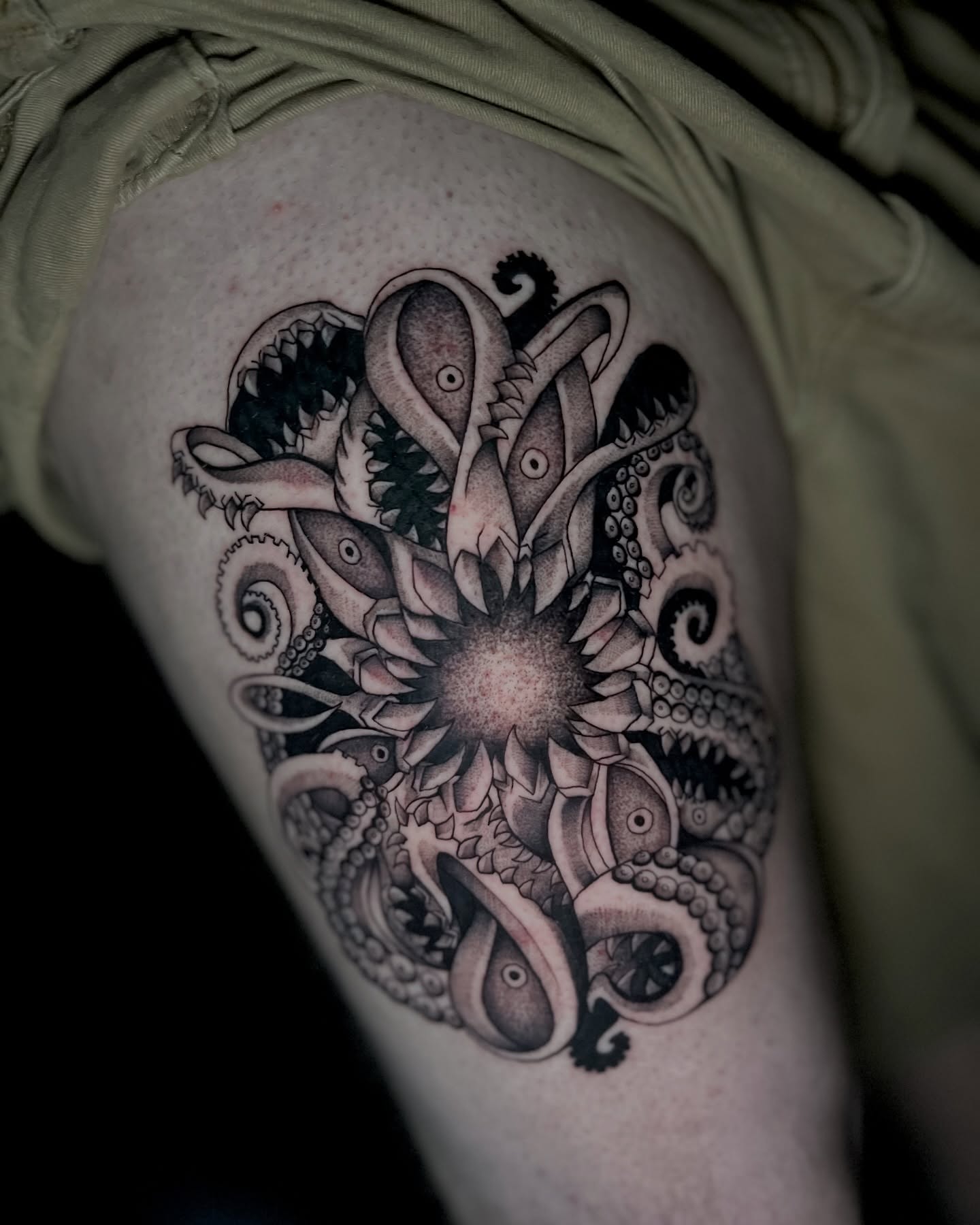 Tattoo by @strangecxncept — black_and_grey, geometric