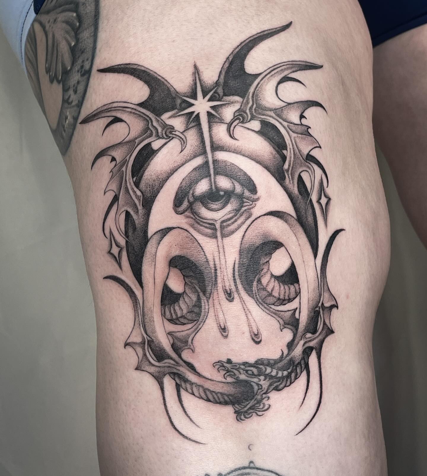Tattoo by @whatreiley β black_and_grey, dark_realism