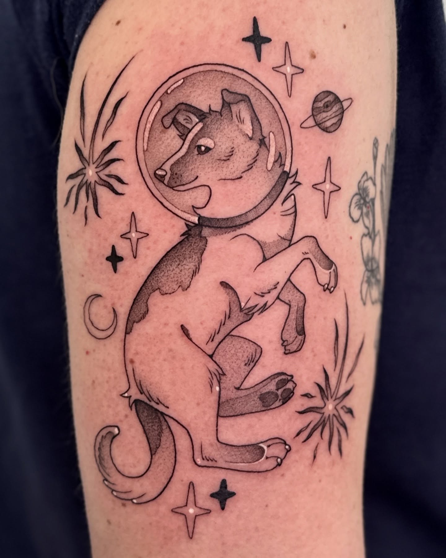 Tattoo by @deerbatstats — black_and_grey