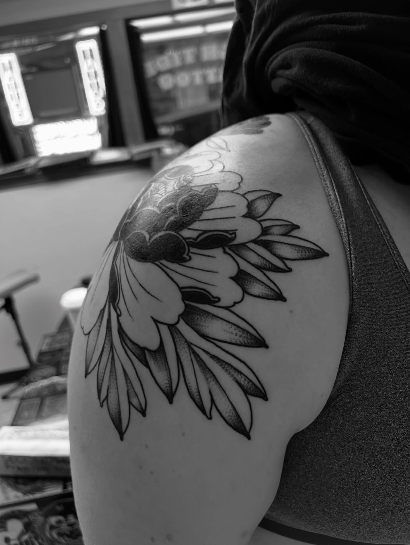 Tattoo by @mattbagodonuts — black_and_grey