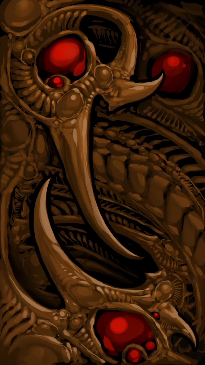 Biomechanical creature dark realism tattoo by Rene Chavira