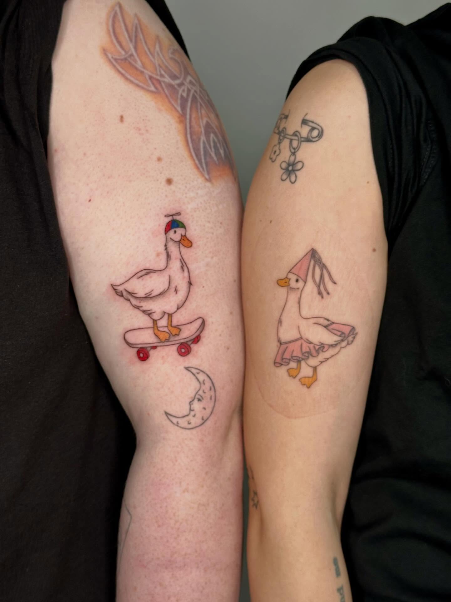 Geese illustrative tattoo on the forearm by 🌼Kristen Kooster Tattoos🌼